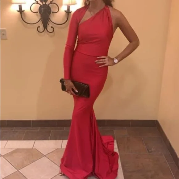 open lace back dress Corset-Back Long Sweetheart Prom Dress Red / 14 main image 1